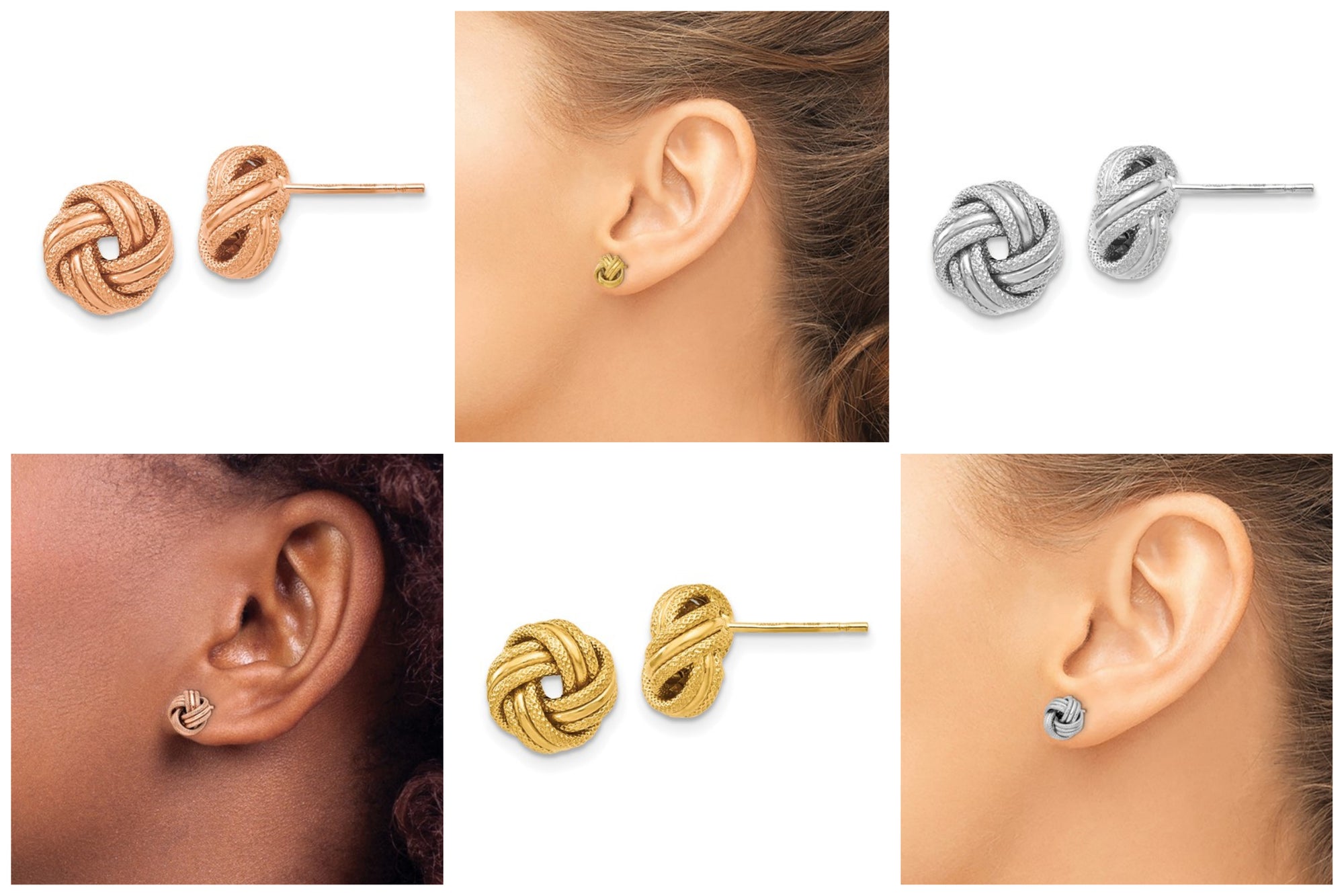Leslie's 14K Knot Polished D/C Post Earrings - Choice of 3 Color Golds