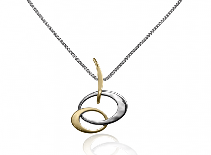 Ed Levin Sterling Silver and 14kt Gold Petite Entwined Elegance Pendant