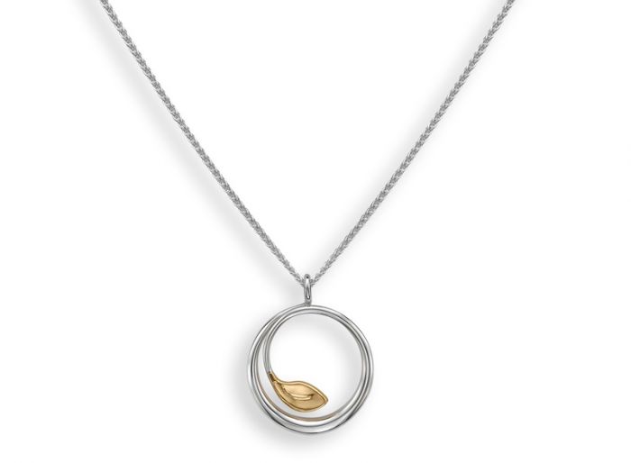 Ed Levin Sterling Silver and 14kt Gold Be-Leaf Pendant