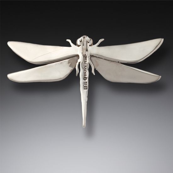 FOSSILIZED WALRUS IVORY SILVER DRAGONFLY PENDANT, HANDMADE - TRIBAL DRAGONFLY