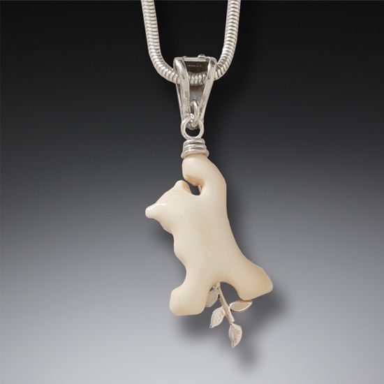 FOSSILIZED MAMMOTH IVORY BEAR PENDANT - OUT ON A LIMB