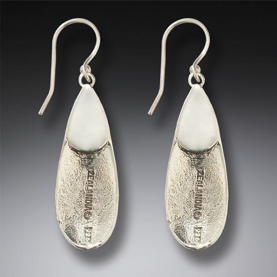 "Teardrop Spiral Earrings" FOSSILIZED MAMMOTH IVORY And Sterling Silver