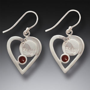 "Heartbeat" Fossilized Mammoth Tusk Garnet and Sterling Silver Earrings