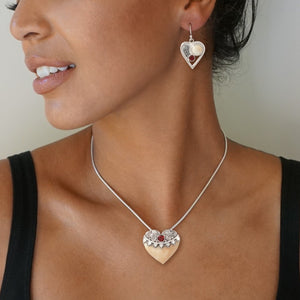 "Gratitude" Fossilized Mammoth Ivory Garnet and Sterling Silver Pin/Pendant