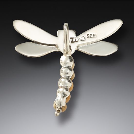 FOSSILIZED WALRUS TUSK DRAGONFLY EARRINGS SILVER WITH PAUA AND 14KT GOLD FILL - DRAGONFLY II