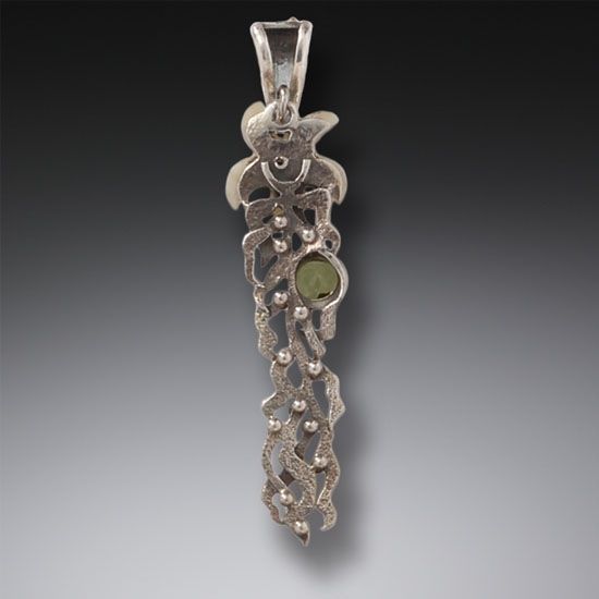 Copy of "Sea Garden" Ancient Fossilized Walrus Tusk, Peridot and Sterling Silver Pendant