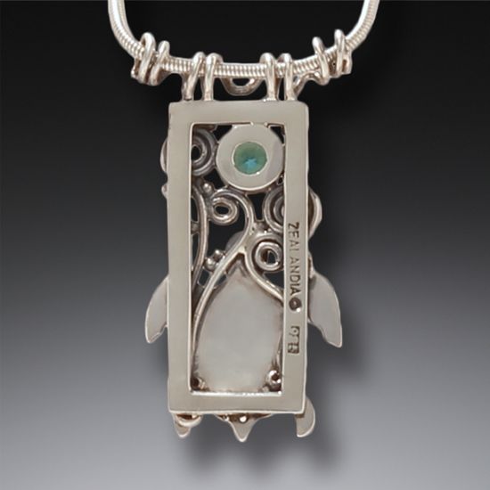 FOSSILIZED WALRUS IVORY, TOPAZ AND SILVER TURTLE PENDANT – WATER SEEKER