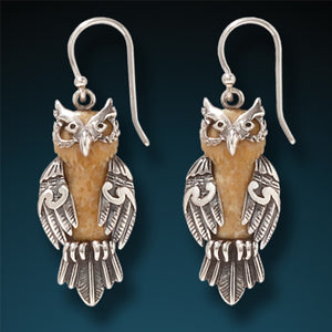 "Wise One" Fossilized Walrus Tusk and Sterling Silver Earrings